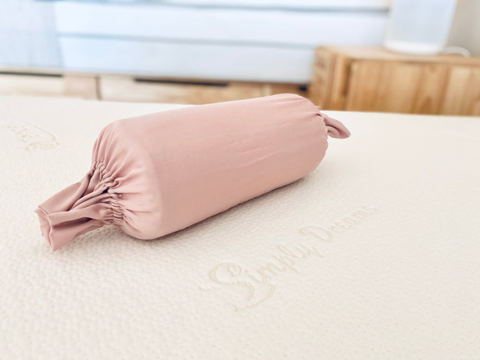 pink-colored organic bamboo lyocell baby bolster case