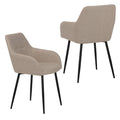 Beige Modern Padded Dining Chair 2-Piece Set with Backrest and Wide Seat, Upholstered in Durable Fabric for Kitchen, Living Room, or Bedroom