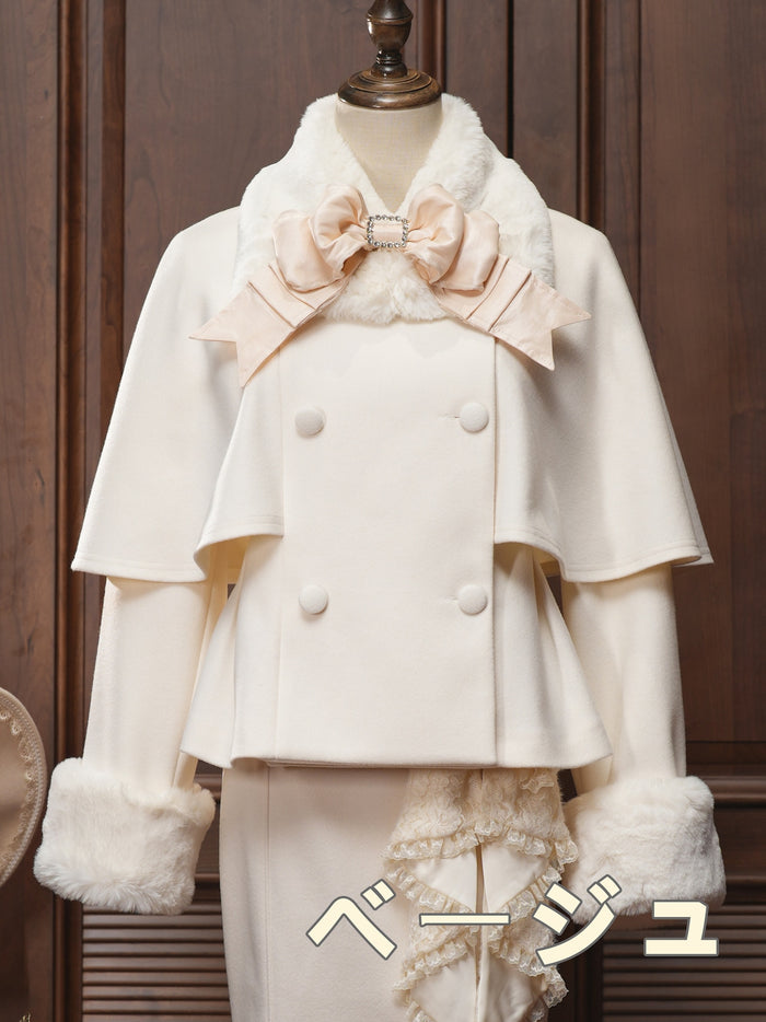 Belle La Donna Fur Collar Short Jacket Coat