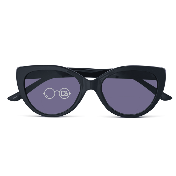DebSpecs Bifocal sun Black front folded view eyewear