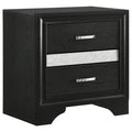 Black Transitional 2-Drawer Nightstand with Hidden Jewelry Tray, Wood & Metallic Accents, 26.0 x 16.5 x 26.0 inches