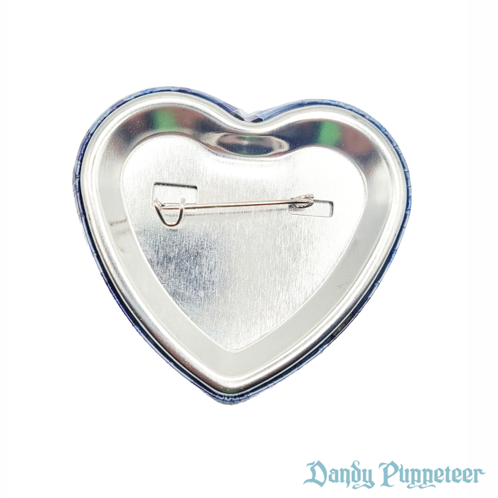 Blue Rose Coffin 2in Heart Button