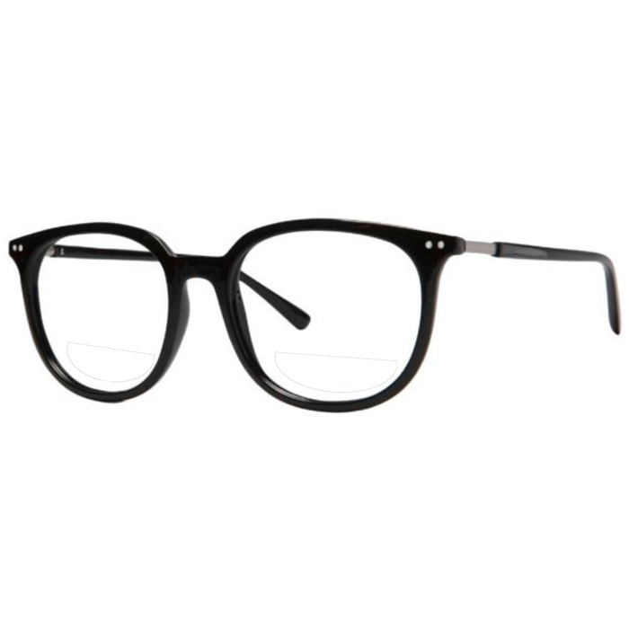 Clear Reading Glasses / Matte Black / Top .50 - Bottom 1.50