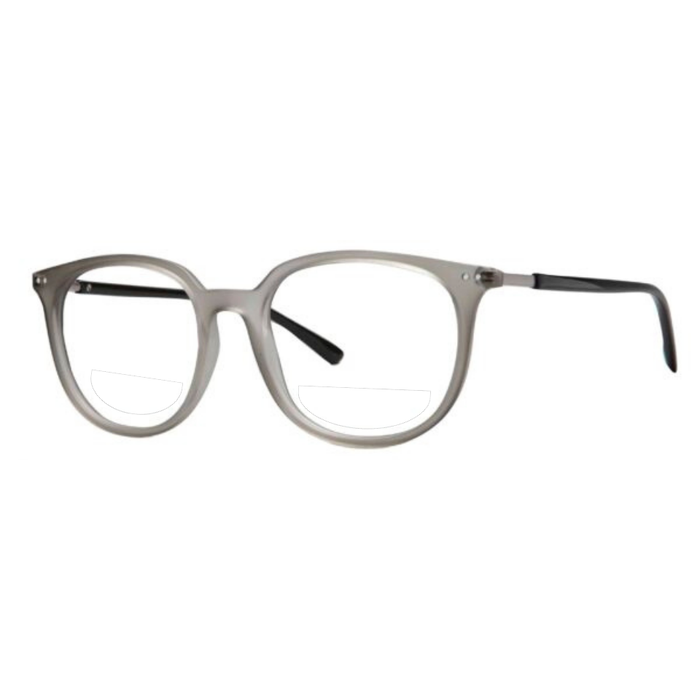 Clear Reading Glasses / Matte Gray / Shiny Black / Top .50 - Bottom 1.50