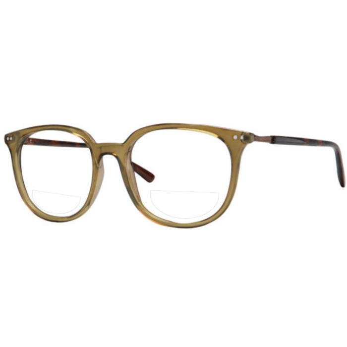 Clear Reading Glasses / Khaki / Tortoise / Top .50 - Bottom 1.50