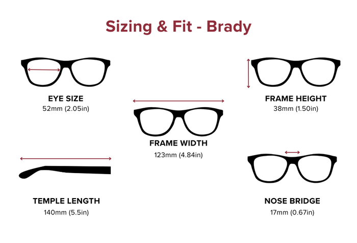 DebSpecs Large-size eyewear fit guide Brady