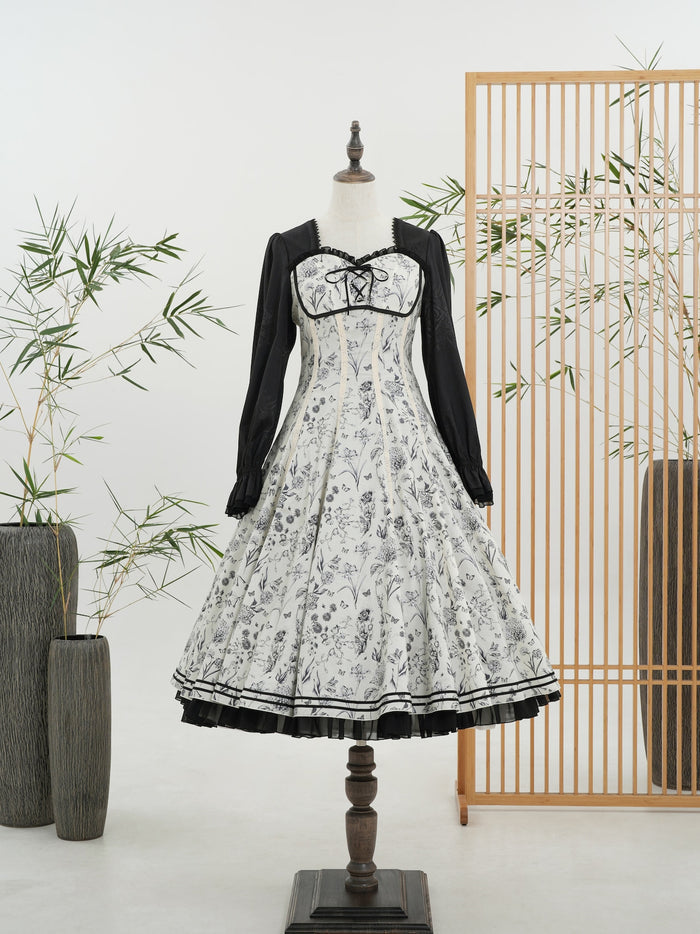 Brocade Flower Collection Long Dress