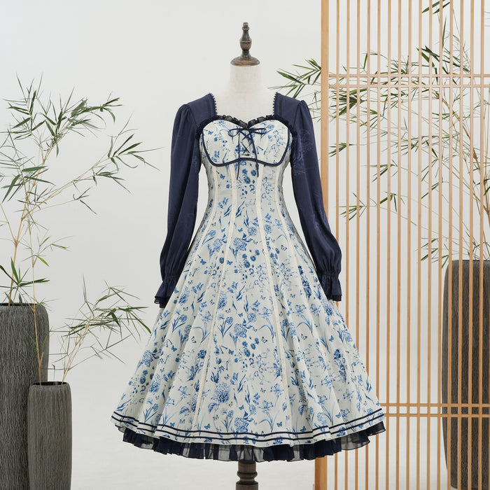 Brocade Flower Collection Long Dress