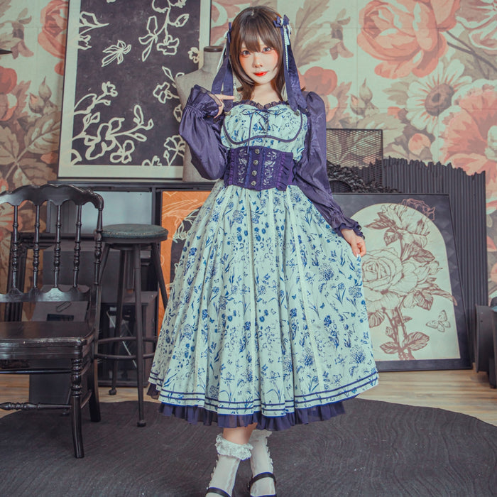 Brocade Flower Collection Long Dress