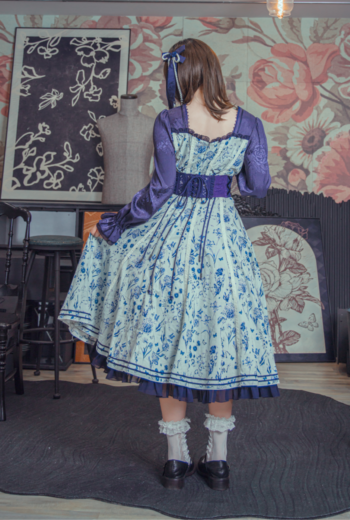 Brocade Flower Collection Long Dress