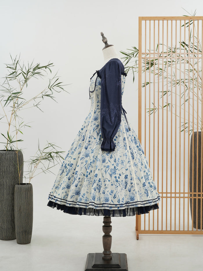 Brocade Flower Collection Long Dress
