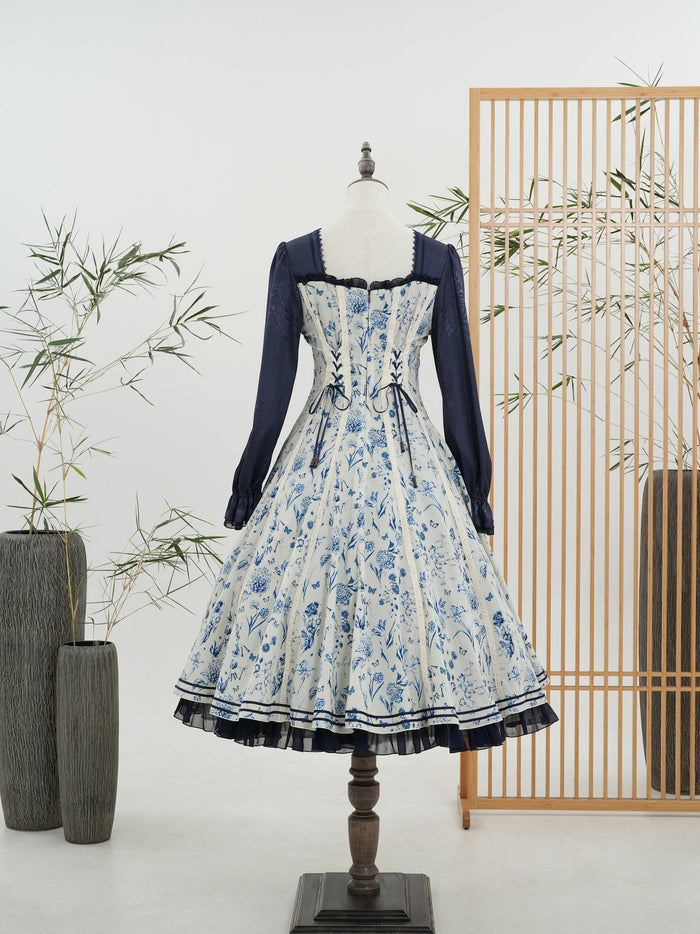 Brocade Flower Collection Long Dress