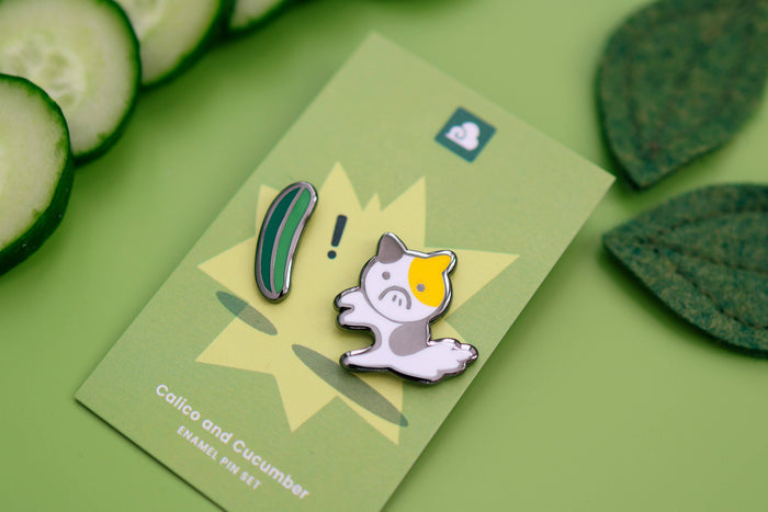 Calico and Cucumber Enamel Pin Set
