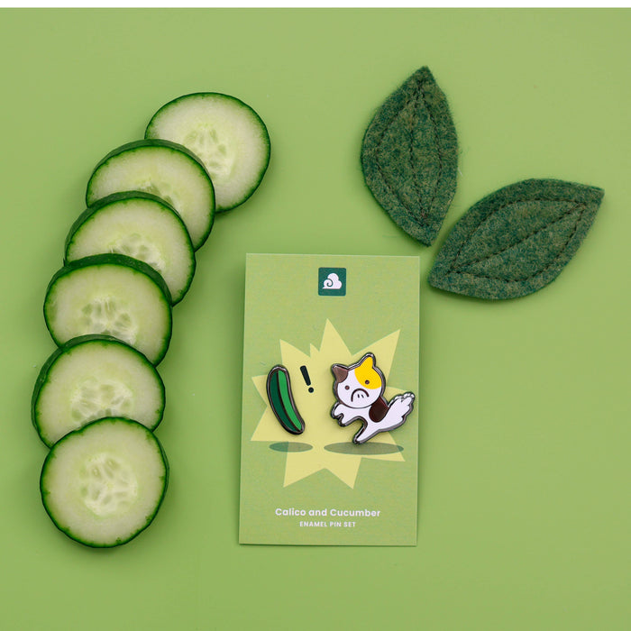 Calico and Cucumber Enamel Pin Set