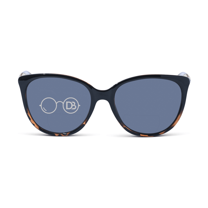 DebSpecs Cat Eye Reader Bifocal Sunglasses oc 512bf Tortoise with Gold Arms front view