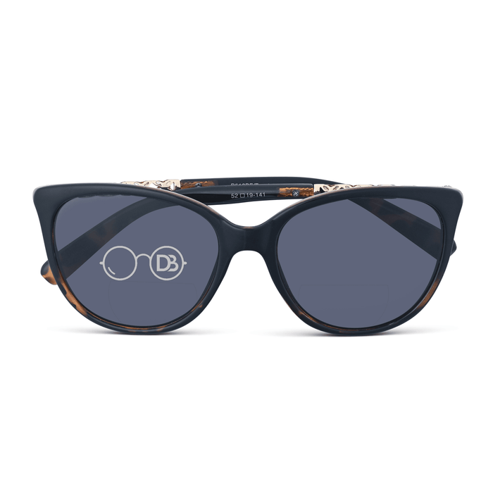 DebSpecs Cat Eye Reader Bifocal Sunglasses oc 512bf Tortoise with Gold Arms front folded view