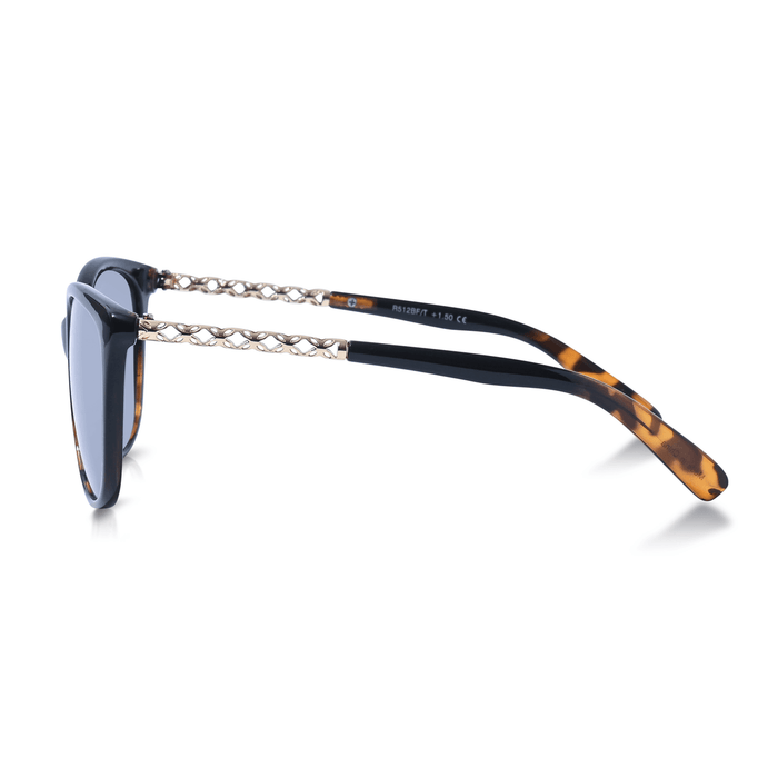 DebSpecs Cat Eye Reader Bifocal Sunglasses oc 512bf Tortoise with Gold Arms side view