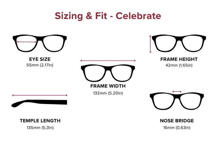 DebSpecs Large-size eyewear fit guide Celebrate