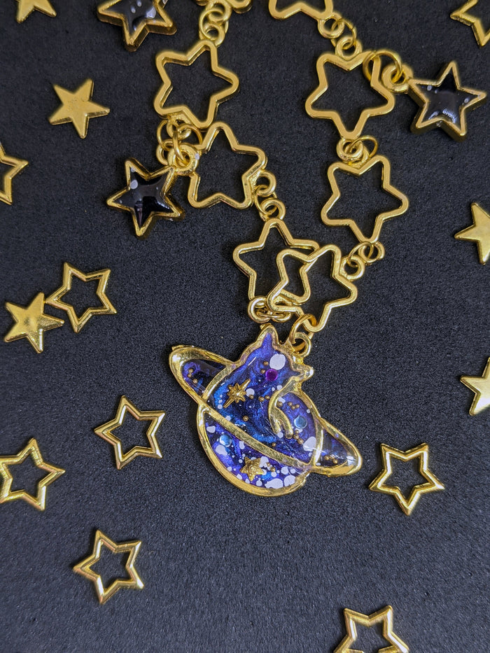 Celestial Kitty Planet Star Keychain - Lolita Collective
