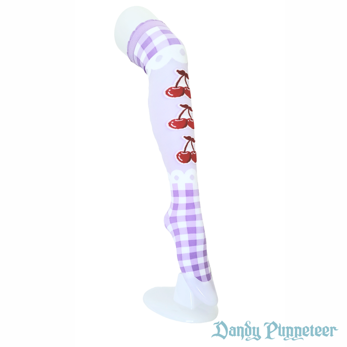 Cherry Gingham Over Knee Socks