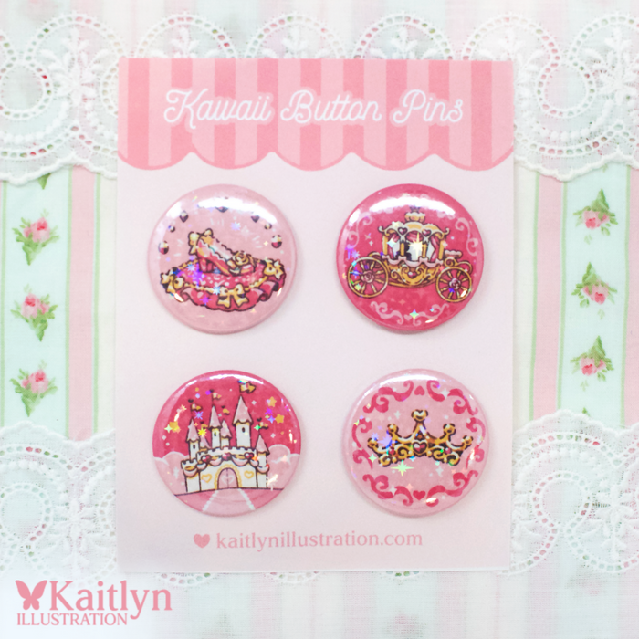 Cinderella Button Pin Set