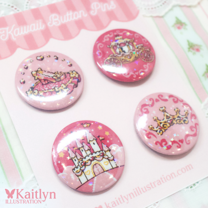 Cinderella Button Pin Set