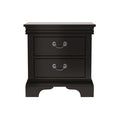Classic Wooden Nightstand-Black with Two Drawers, Solid Wood+MDF, 22' x 16' x 22.7'