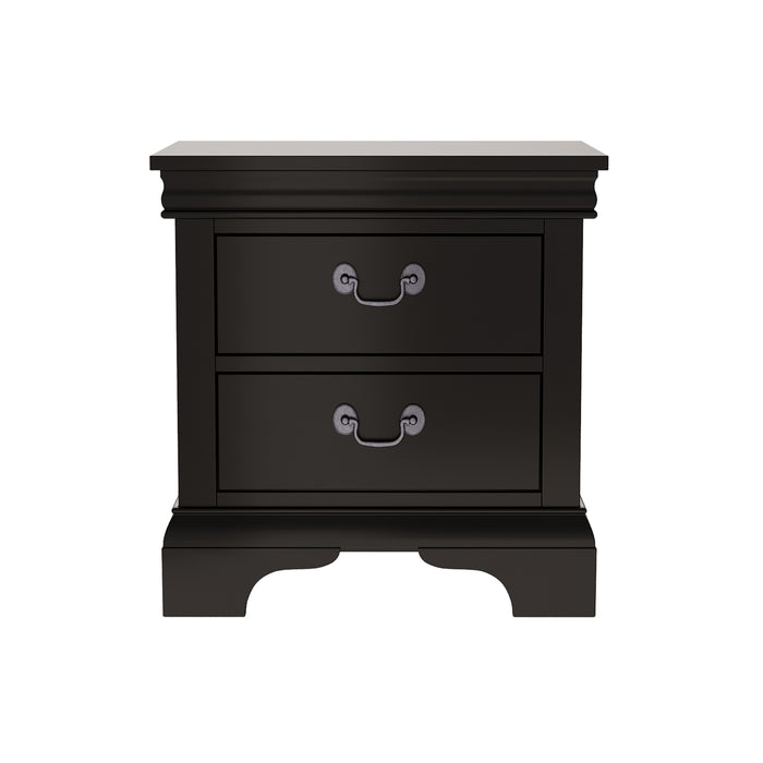 Classic Wooden Nightstand-Black with Two Drawers, Solid Wood+MDF, 22' x 16' x 22.7'