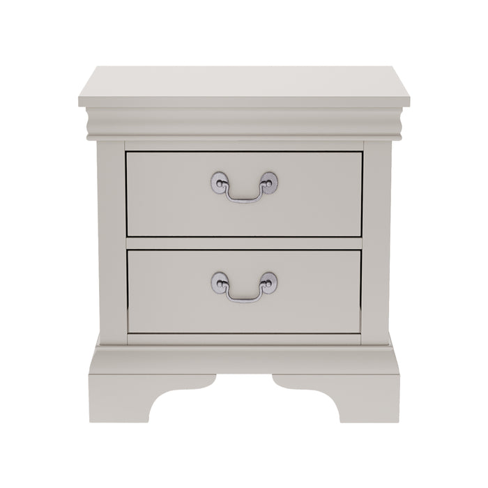 Classic Wooden Nightstand White with Two Drawers, Solid Wood+MDF, 22' x 16' x 22.7'