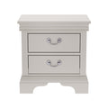 Classic Wooden Nightstand White with Two Drawers, Solid Wood+MDF, 22' x 16' x 22.7'