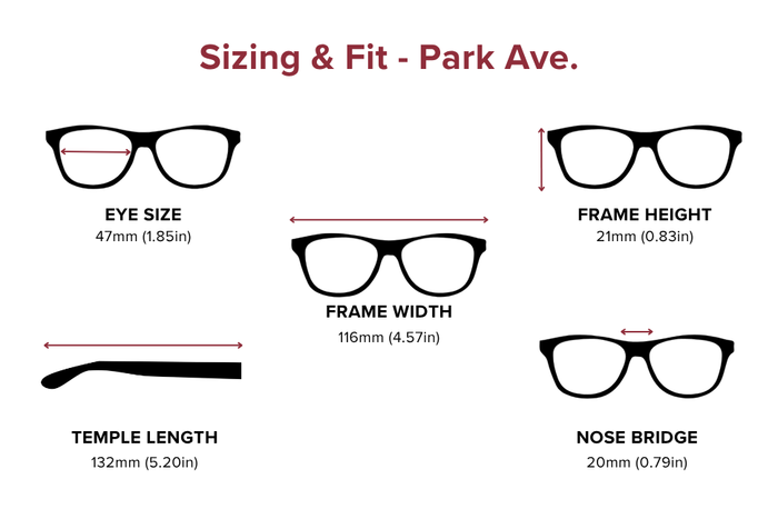 DebSpecs Large-size eyewear fit guide Park Ave