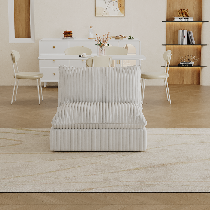 Cloud Sofa,Corduroy Fabric,Deep Seat Couches,Double-layer design,Removable  Cushion,No Assembly, DIY Combination for Living room, Bedroom,Conference room ,Apartment,White