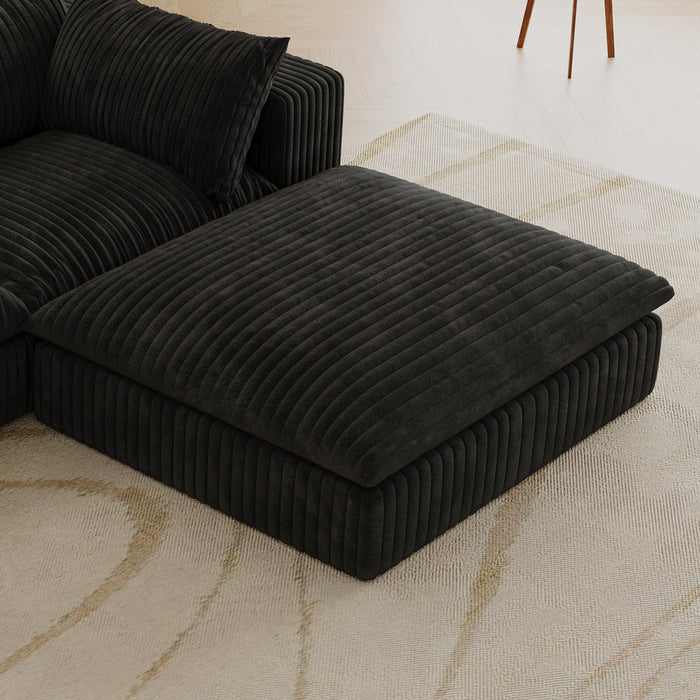 Cloud Sofa,Corduroy Fabric,Deep Seat Couches,Double-layer design,Removable Cushion,No Assembly, DIY Combination for Living room, Bedroom,Conference room ,Apartment,Black
