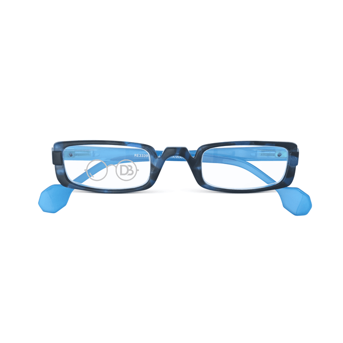 DebSpecs Half Eye Colorful Reading Glasses pa3339clsp Black Blue arms front folded view
