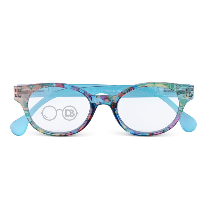 DebSpecs Colorful Round Readers R649s 1 Turquoise front folded view