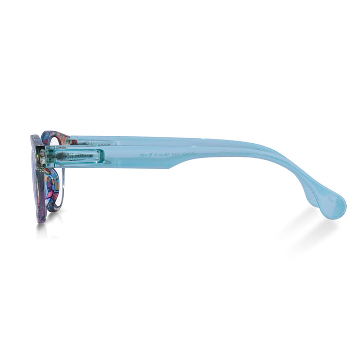 DebSpecs Colorful Round Readers R649s 1 Turquoise side view