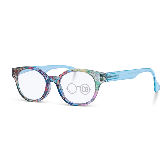 DebSpecs Colorful Round Readers R649s 1 Turquoise angled view
