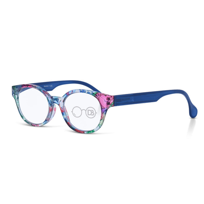 DebSpecs Colorful Round Readers R649s 1 Blueberry angled view