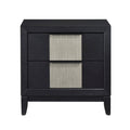 Contemporary 2-Drawer Nightstand Charcoal Gray Finish Solid Wood Bedroom Furniture 1pc Bedside Table Reeded Front Panels