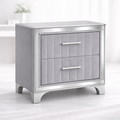Contemporary Acrylic Nightstand with Two Drawers, Upholstered Bedside Table Featuring Silver Metal Legs, Modern End Table for Bedroom or Living Space (22.64' W x 15.75' D x 24.13' H)