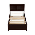 Contemporary Minimalistic Twin Bed with Trundle, Bookcase, Espresso, Pine & Plywood