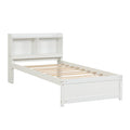 Contemporary Twin Bed with Trundle and Bookcase Headboard, White, Pine and Plywood