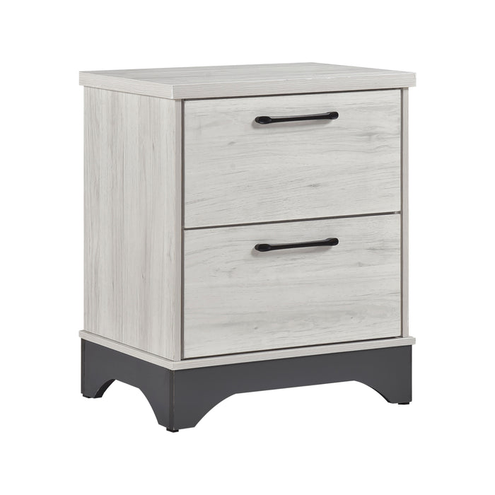 Contemporary Two-Tone White Oak and Gray Finish 2-Drawer Nightstand Bedroom Furniture 1pc