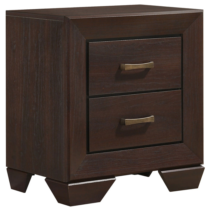 Copper Dark Cocoa 2-Drawer Rectangular Nightstand with Natural Wood Grain Finish, MDF Construction, 27H x 23.5W x 16.5D