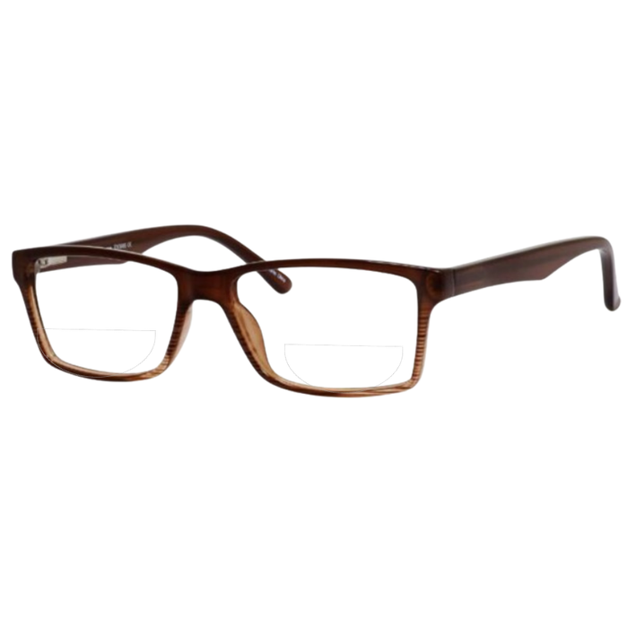 Clear Reading Glasses / Brown / Top .50 - Bottom 1.50