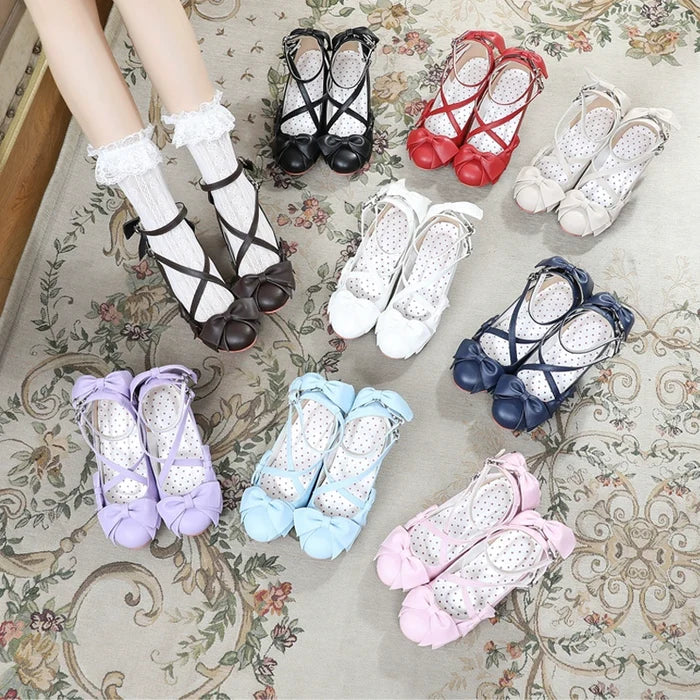 Cross Strap Bow Knot Heels