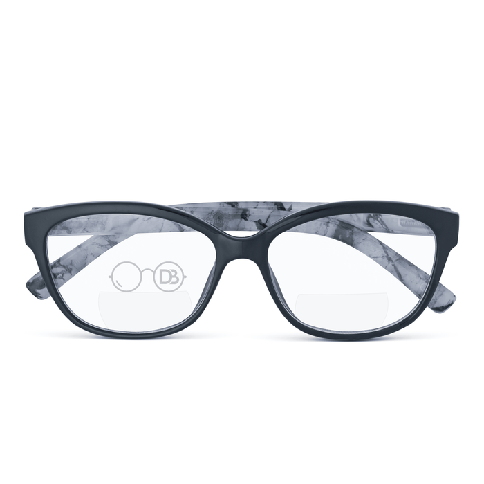 DebSpecs Designer Colorful Bifocal Readers oc536bf Black front folded view