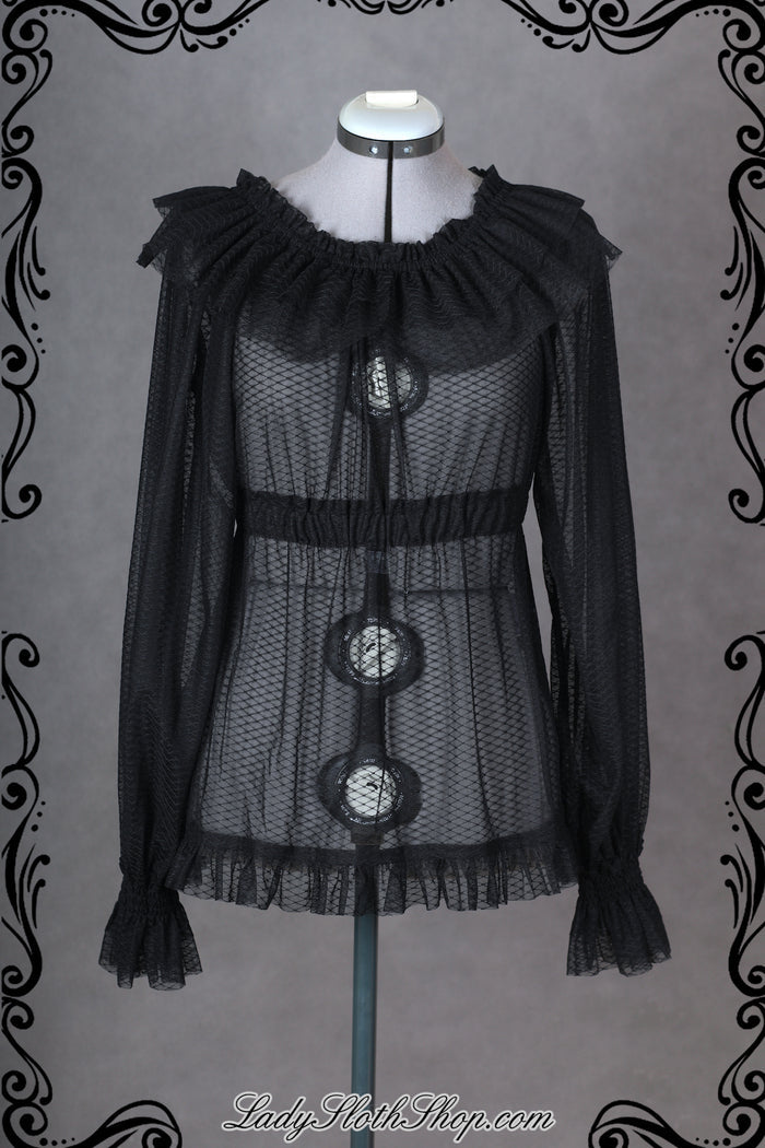 Diamond Mesh Ruffle Blouse