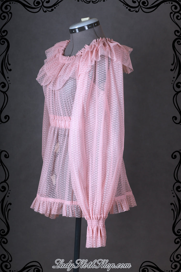 Diamond Mesh Ruffle Blouse