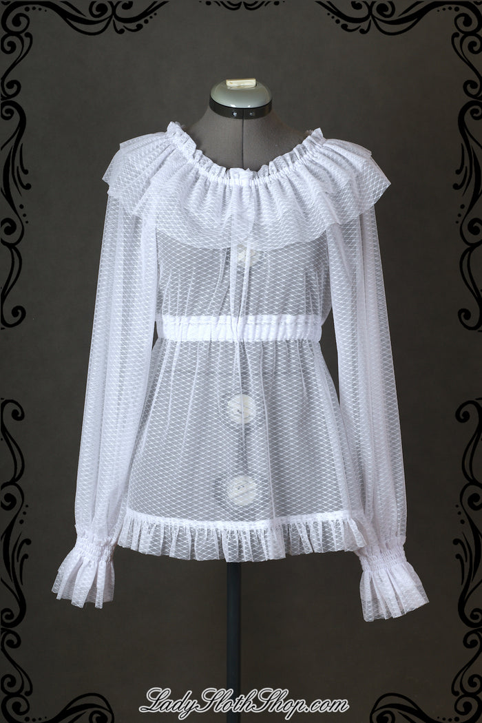 Diamond Mesh Ruffle Blouse